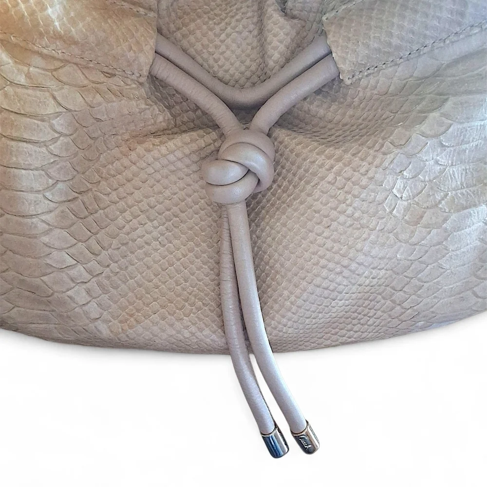 Coach Kristin Python Embossed Leather Drawstring Shoulder Bag 14773